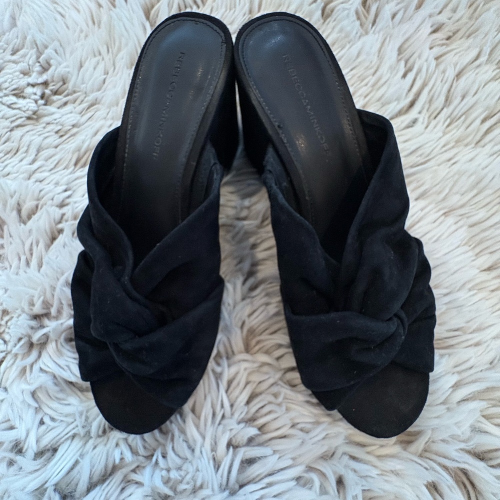 Rebecca Minkoff Black Women's suede leather heeled sandals